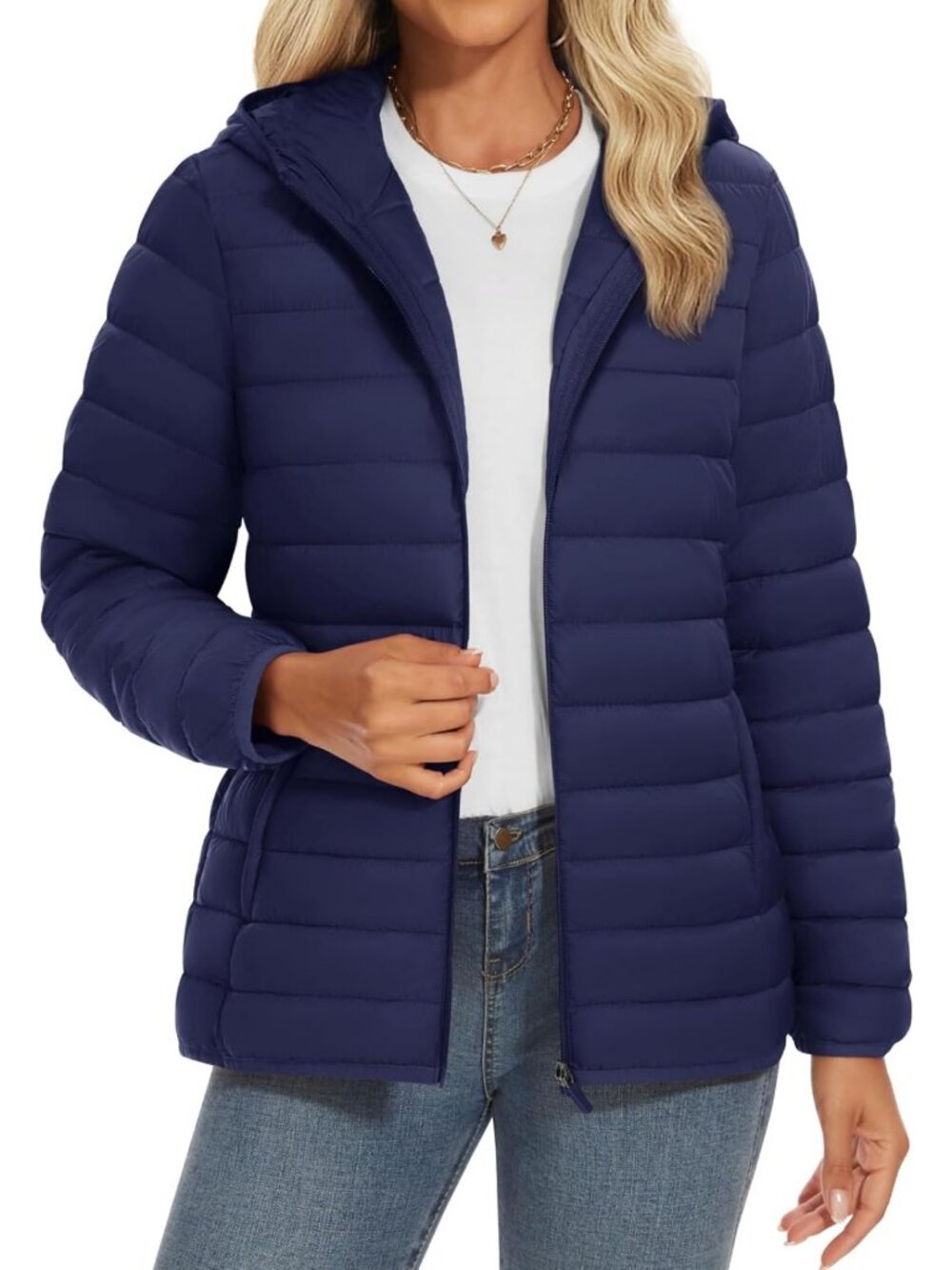 Lightweight Quilted Women's Puffer Jacket with Hood - Warm Winter Coat